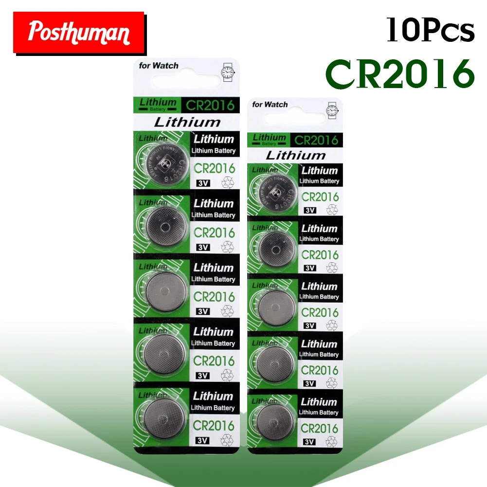 Postuman 10 шт. 3 В литиевая монета ячеек кнопка батареи CR2016 DL2016 KCR2016 CR LM2016 батареи для часов игрушка светодиодный светильник и т. Д