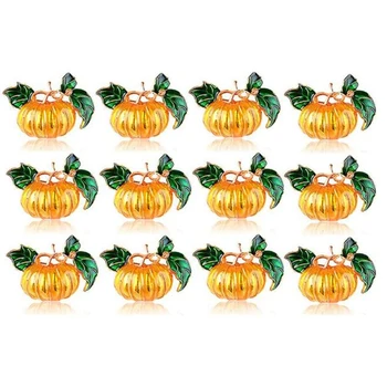 

12 Pcs Pumpkin Halloween Napkin Rings,Metal Serviette Buckles Holder for Halloween,Thanksgiving,Christmas Dinner Parties