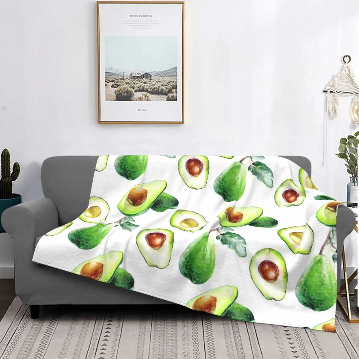 

Avocado Tropical Fresh Fruit Flannel Blanket Avocados Lover Funny Throw Blanket for Bed Sofa Couch 200x150cm Bedspread