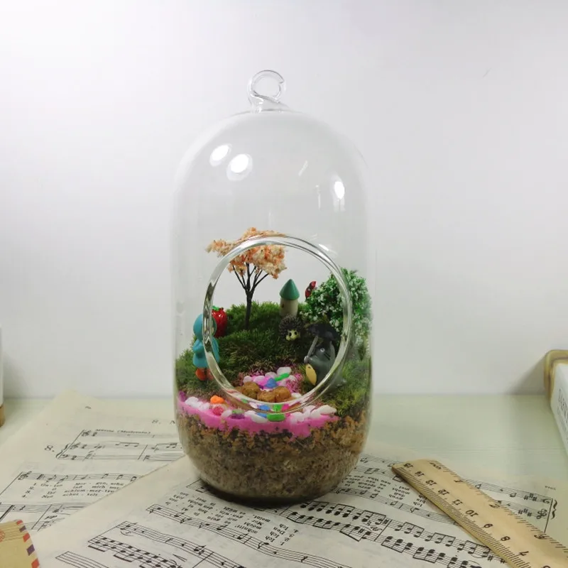 2개/팩 10*20cm 대형 원통 유리 테라리움 화병 웨딩 소품 수생식물 조경병 홈데코레이션