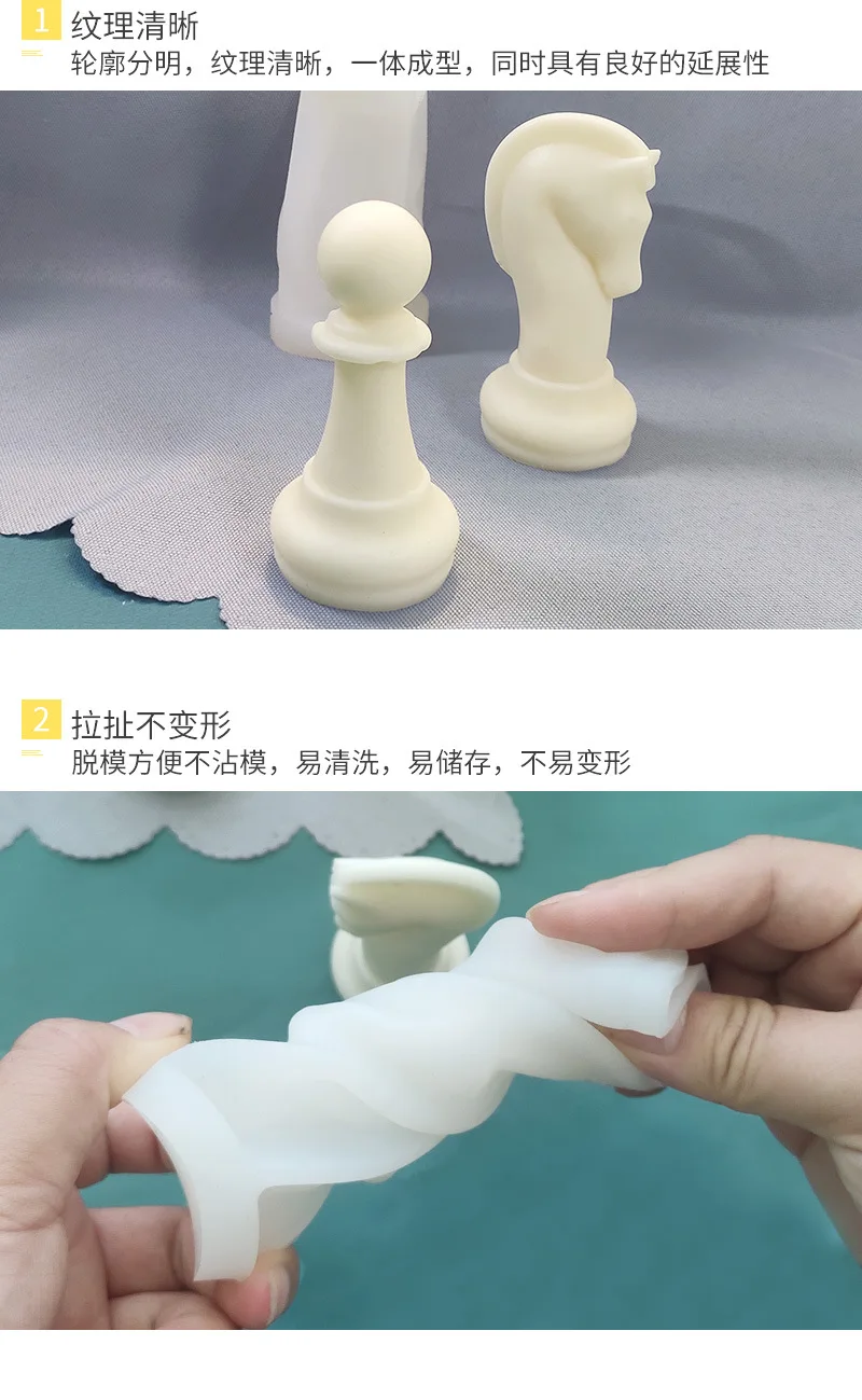 Chess Candle Silicone Mold DIY Chess 6 Piece Set Aromatherapy Candle Creative Ornaments Resin Molds Candle Making Kit