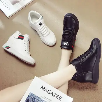 

CINESSD Microfiber High-Top Flat Casual Shoes Women Sneakers Platform2020 New Spring Fashion White Sneakers For Women Chaussures