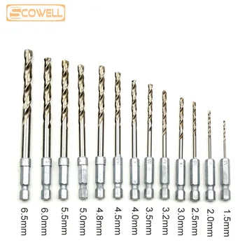 

30% Off 13pcs HSS Drill Bit Set 1/4 Hex Shank 1.5-6.5mm Free Ship HSS Twist Drill Bits Set for Power tools cordless screwdriver