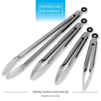 

Kitchen Supplies Stainless Steel Anti-skid Handle Bread Clip Barbecue Food Clip Multifunctional Food Clip Barbecue Tools