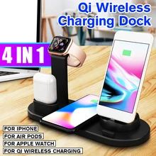 4 в 1 10 Вт Беспроводное зарядное устройство для iphone для Apple Watch Airpod мобильных телефонов Usb Qi зарядная площадка Быстрая зарядка