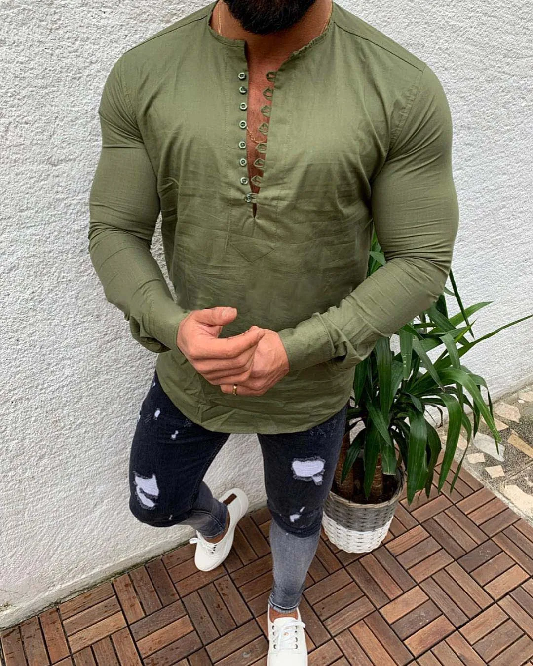 

Puimentiua Men's Casual Shirt Solid Color Hooded Cotton Linen Shirt Slim Social Harajuku Long Sleeve Shirt 2019 new