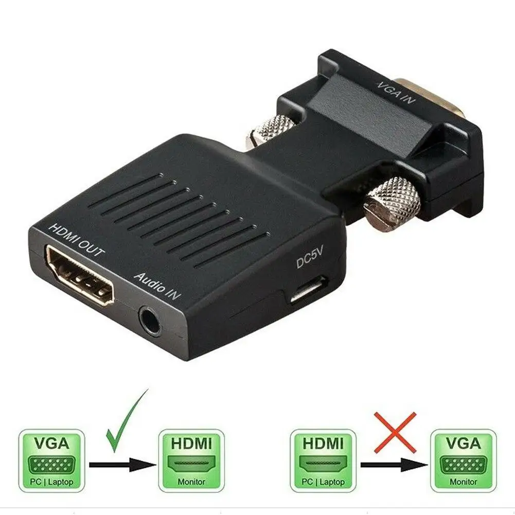 VGA в HDMI адаптер конвертер мужчин и женщин с аудио поддержкой аудио в HDMI VGA 5 в разъем питания адаптер сигнала 1080P D E8F3