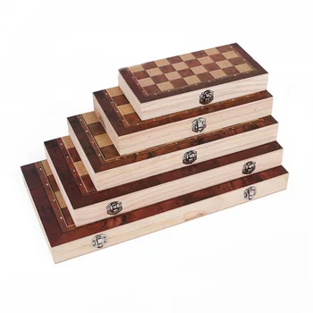 3 In 1 Wooden Foldable Chess Refined Workmanship Natural Environmental Protection Paint Travel Board Game 1