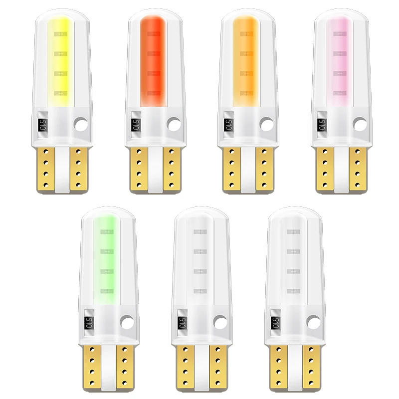 10X T10 силиконовая оболочка COB Led Автомобильная Лампа W5W 192 168 силикагель авто лампы указателя поворота разрешение на парковку пластины лампы 12 В автомобиль Стайлинг