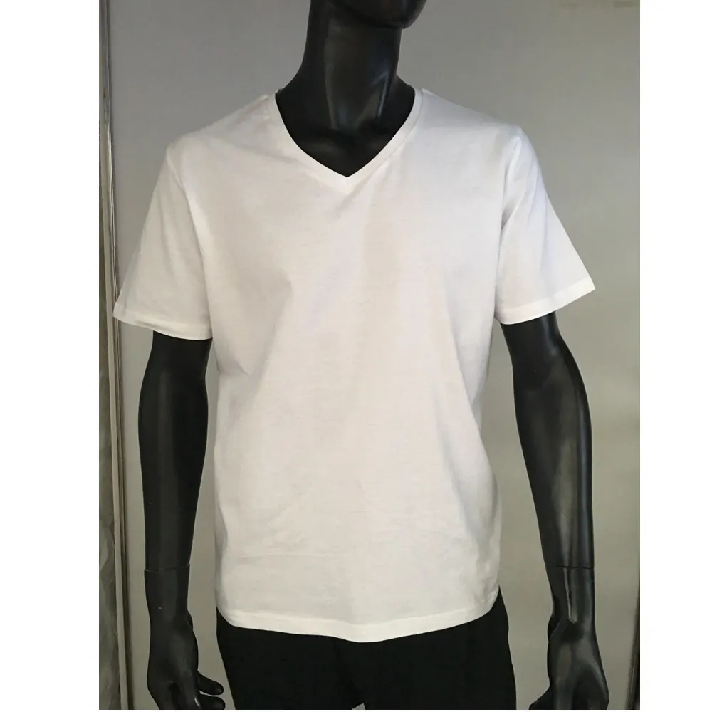 Мужская футболка с v-образным вырезом простые футболки Slim Fit 100% хлопок однотонная