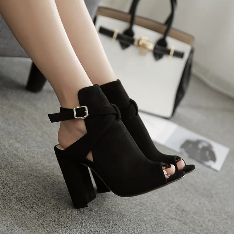 

Europe And America WOMEN'S Shoes 2019 Summer Hot Selling High-Heel Buckle Gladiator Sandals Chunky Heel Fish Mouth WOMEN'S Sanda
