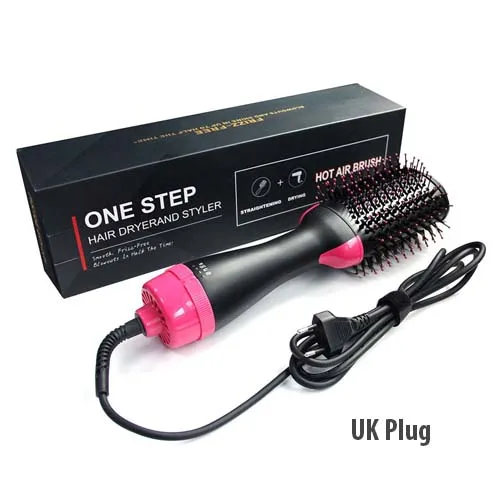 UK black with box Один шаг фен для волос и объем завивки выпрямление гребень профессиональные бигуди Выпрямитель гребни Электрический Фен воздуходувка - Цвет: UK black with box
