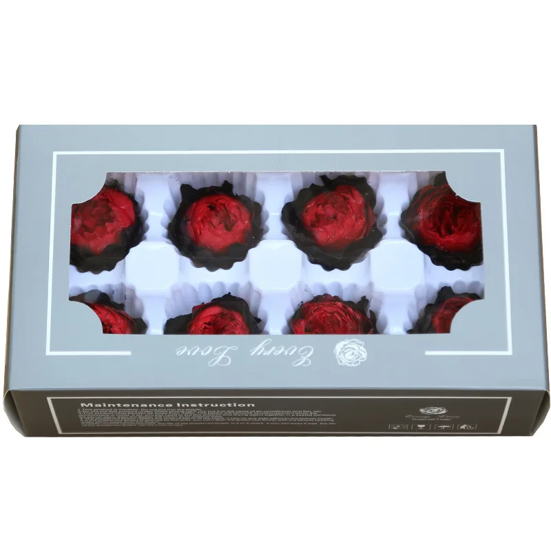 Black-Red 1 коробка высокого качества вечный цветок Роза Остина диаметр цветка 4-5 см класса А с лакированным вечные цветы материал для изготовления подарочной коробки - Цвет: Black-Red