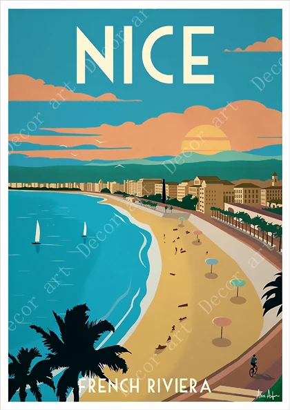Provence Nice France Pop Art Travel Canvas Painting Vintage Wall Kraft Posters Coated Wall Sticker Home Decor Picture Gift Painting Calligraphy Aliexpress
