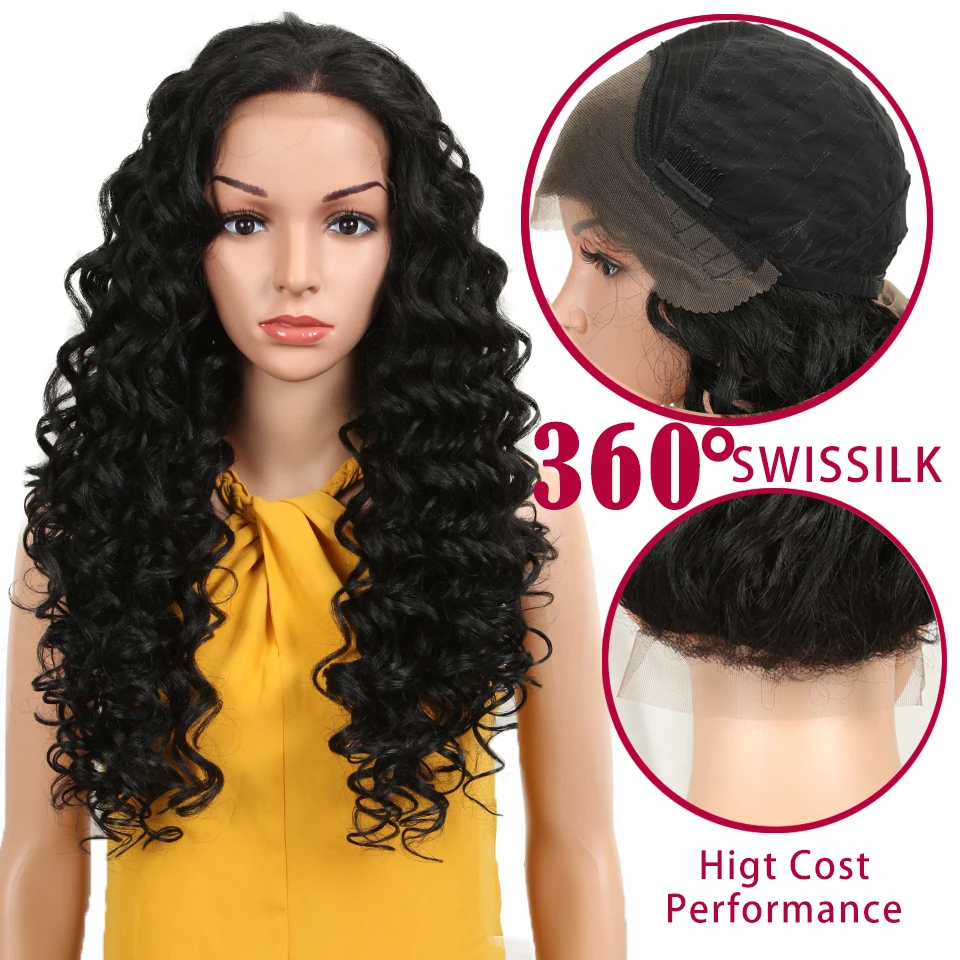 

MAGIC 26"Inch Free Parting 360 Lace Front Wigs For Black Women Synthetic Lace Frontal Wig Blond Black Color Kinky Curly Wigs