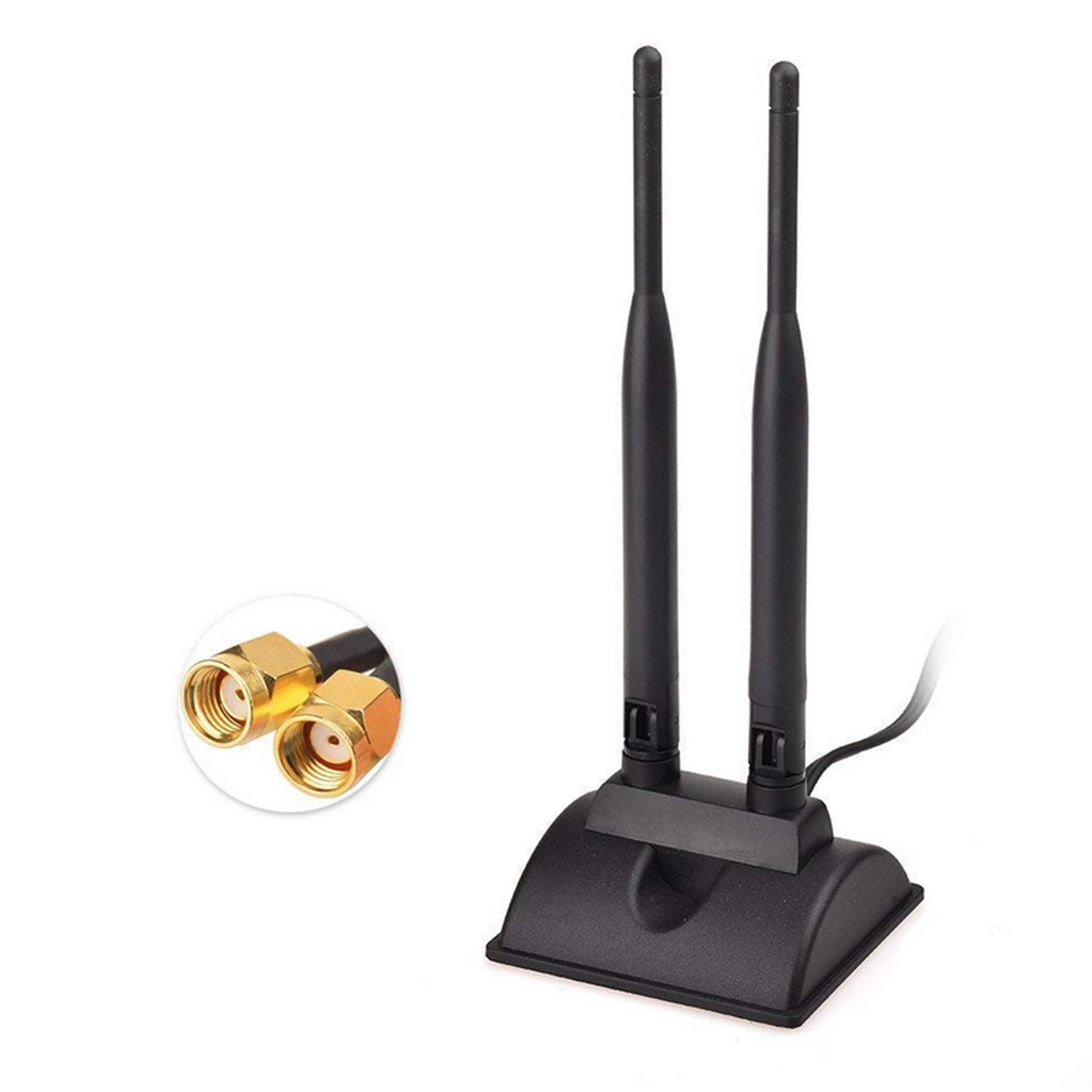 Двойная WiFi антенна, 2,4 ГГц 5 ГГц антенна с RP-SMA разъемом Магнитное основание для WiFi беспроводной маршрутизатор Мобильная точка доступа