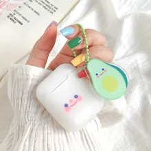 Прекрасный силиконовый чехол для наушников AirPods, мультяшный брелок для ключей, беспроводные Bluetooth наушники, прозрачный чехол для Apple AirPods 2