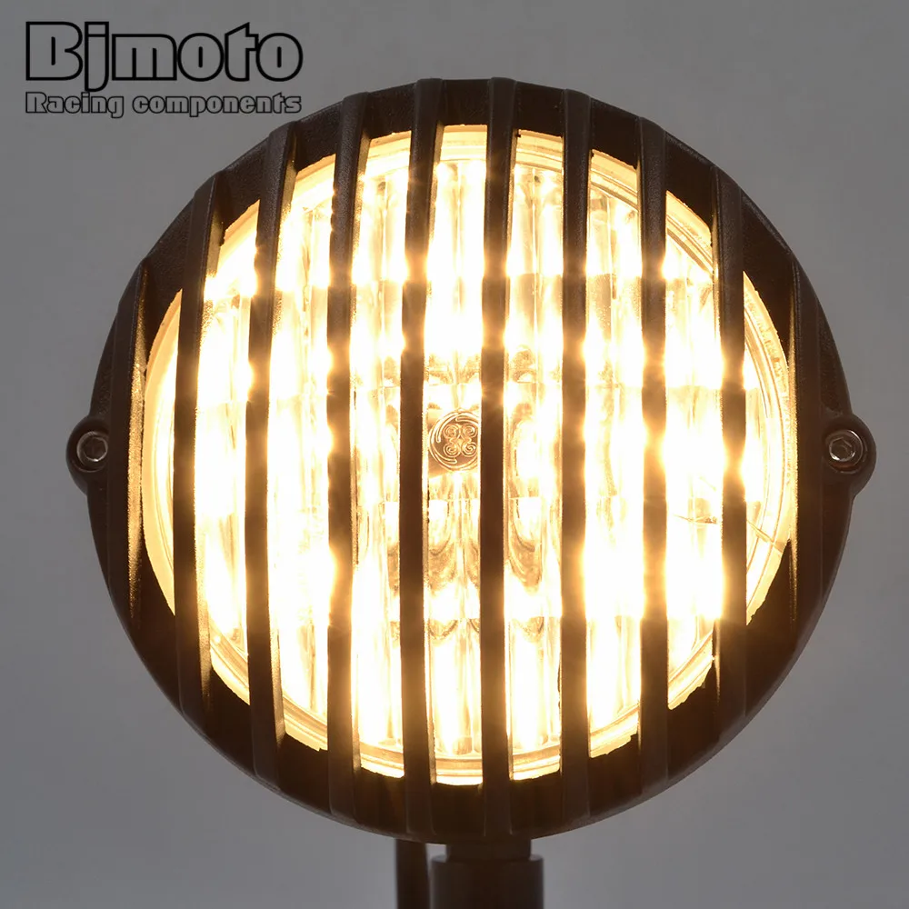  BJMOTO Balck 4-7/8'' LED Motorcycle Headlight Fog Light Headlamp Farol For Harley Cafe Racer Choppe - 32863020876
