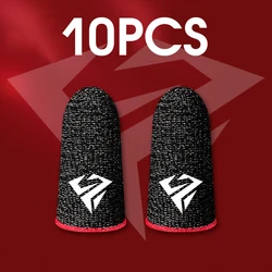 Gaming Fingertip Gloves - Sweatproof, Anti-Slip, Breathable Touch Screen Finger Sleeves (10-Pack) (B-Red)