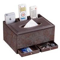 Fashion Multifunctional PU Leather Tissue Box Remote Control Storage Box Living Room Coffee Table Napkin Pumping Paper Box 1