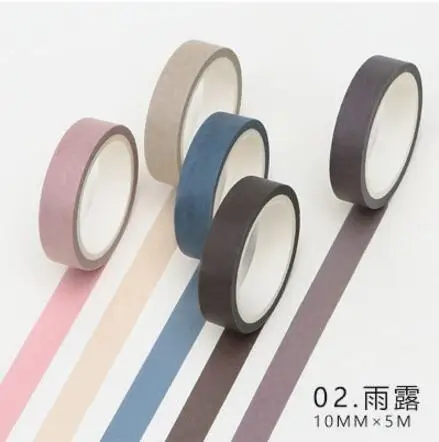 5 pcs/pack Striped/Grid/Flowers Basic Solid Label Tape Sticker Scrapbooking Masking Adhesive Tape Color DIY Washi Tape paper - Цвет: B