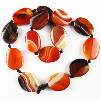 

1Strand 84.7g Red Black White Onyx Agates Oval Loose Bead 15.5" 28x20x7mm TZ750