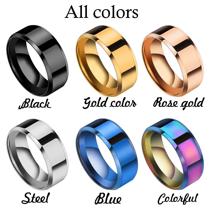 Couple Rings FDLK New Design 8mm Width Black Silver Stainless Ring For Women Men High Quality Couple Ring Wedding Jewelry