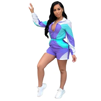 

Women's Playsuit Patchwork Long Sleeve Turtle Neck Paysuit