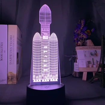 

3d Illusion Led Night Light Rocket Model 16 Color Changing with Remote Multi Color Nightlight Best Gift for Kids Room Decor Lamp