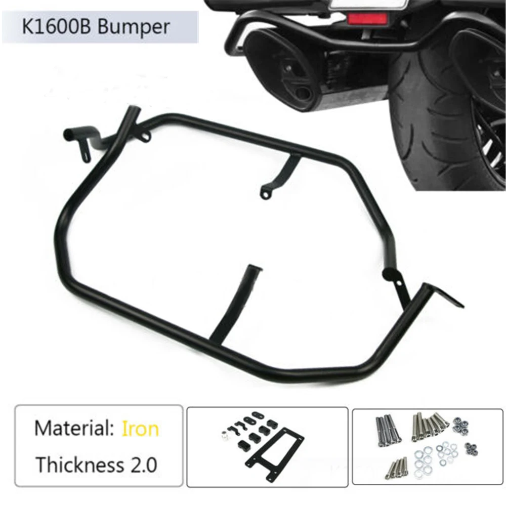 

Motorcycle Hard Bag Rails Engine Guard Rear Crash Bar Bumper Stunt Cage Frame Protection Black For BMW K1600B K1600 All Years