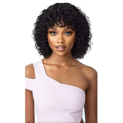 Peruca encaracolada profunda natural com Franja para mulheres negras, perucas de cabelo humano, curto colorido, Borgonha, marrom, sem cola, Remy Hair brasileiro