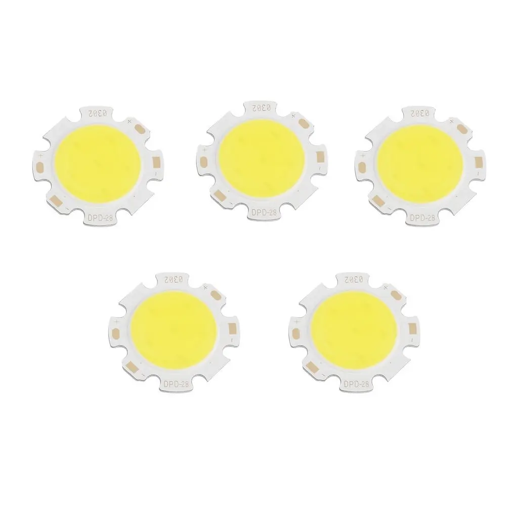 

5pcs/lot Pure White Round COB Super Bright Long Service Life LED Less Thermal Resistance SMD Chip Light Lamp Bulb DC 9-12V 3W