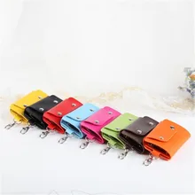 Держатель для ключницы из искусственной кожи, автомобильный брелок для ключей, удобный Практичный Прочный прямоугольный однотонный чехол, чехол-кошелек