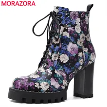 MORAZORA New arrive quality printed women boots winter autumn boots high heel fashion platform ankle boots women shoes
