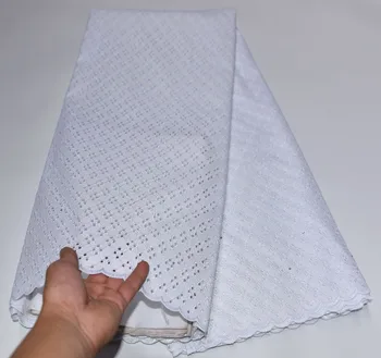 

African Lace Fabric High Quality Nigerian Pure cotton Embroidery with Rhinestone French Net Lace Fabric for Women 5yards V-985