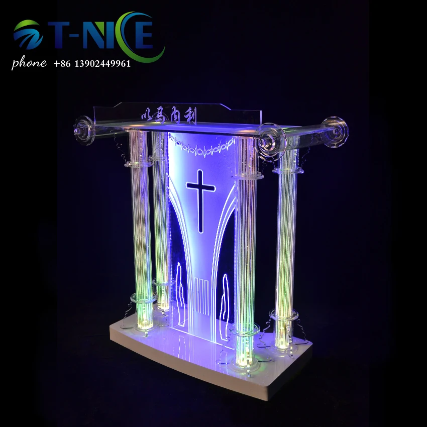 Popular Platform Acrylic Podium Church Speech Pulpit Reading Conference Lectern Commercial Furniture Reception Desk