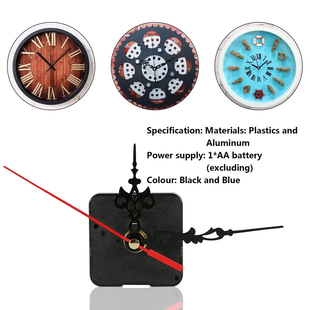 1 комплект бесшумные большие часы настенные кварцевые механизм движения черный и красный руки ремонт инструмент Запчасти Набор DIY набор с крюком Прямая поставка