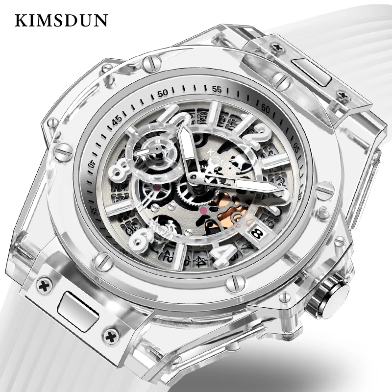 

High Quality Fashion Hollow Out Men's Sport Watch Quartz Transparent Silicone Strap Unique Designer Classis Calendar Man Watch