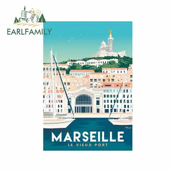 

EARLFAMILY 13cm x 9.2cm for Poster MARSEILLE Le Vieux Port Vinyl Car Sticker DIY Waterproof Laptop Refrigerator Decals