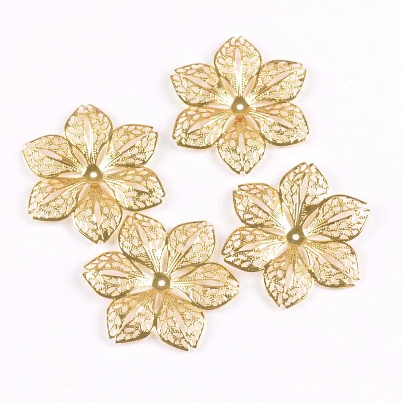 Hollow Flower Metal Crafts Filigree Wraps Connectors for Earrings Jewelry Making Findings Scrapbooking Decor 43mm 10pcs resin jewelry accessories