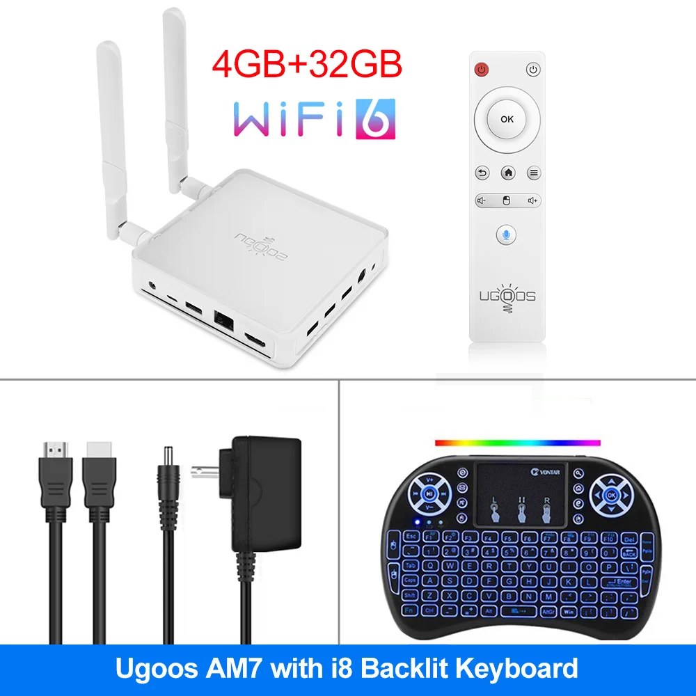 UGOOS AM7 TV BOX Android 11 Amlogic S905X4 DDR4 4GB RAM 32GB ROM Support AV1 CEC HDR WiFi6 1000M BT5.0 OTT 4K TVBOX Set top box 