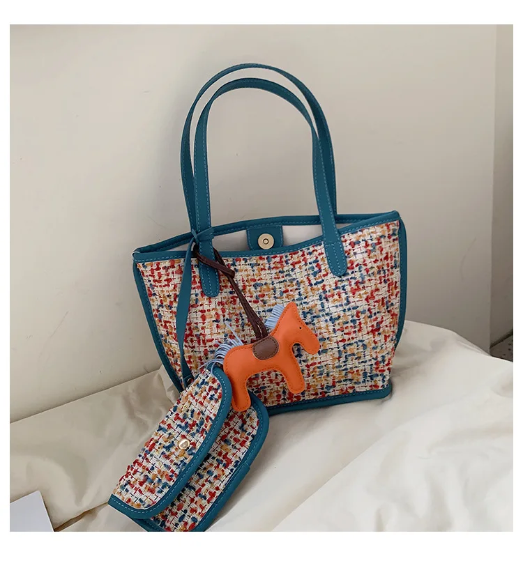 large bag women contrast color One Shoulder bag Messenger Bag Tote bag for women trend women leather handbags