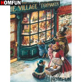 

HOMFUN Paint With Diamond Embroidery "Cartoon mouse family"Diamond Painting Full Square Round Picture Of Rhinestone Decor A00395