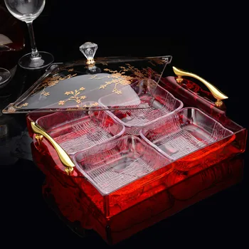 

Covered dried fruit dish compartment European home living room candy box creative melon snack plate nut fruit plate