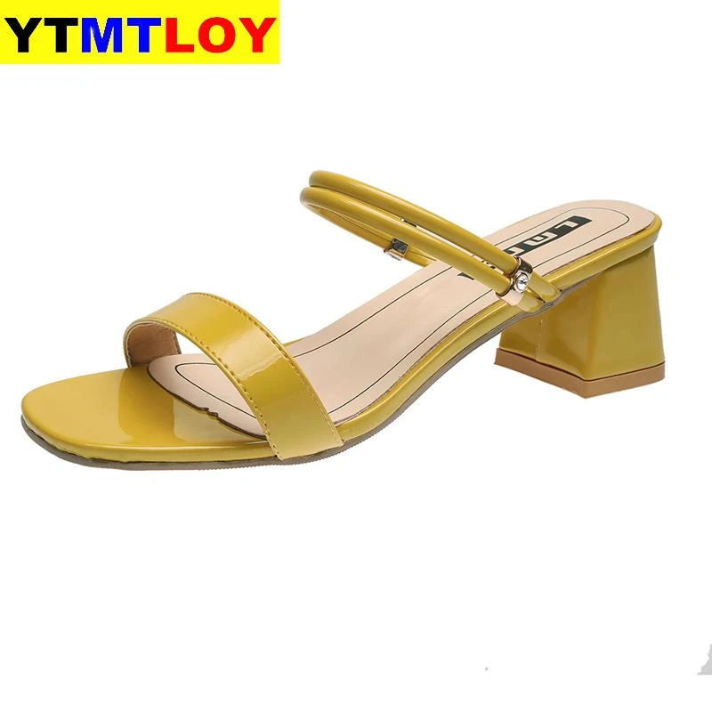 yellow and white sandals