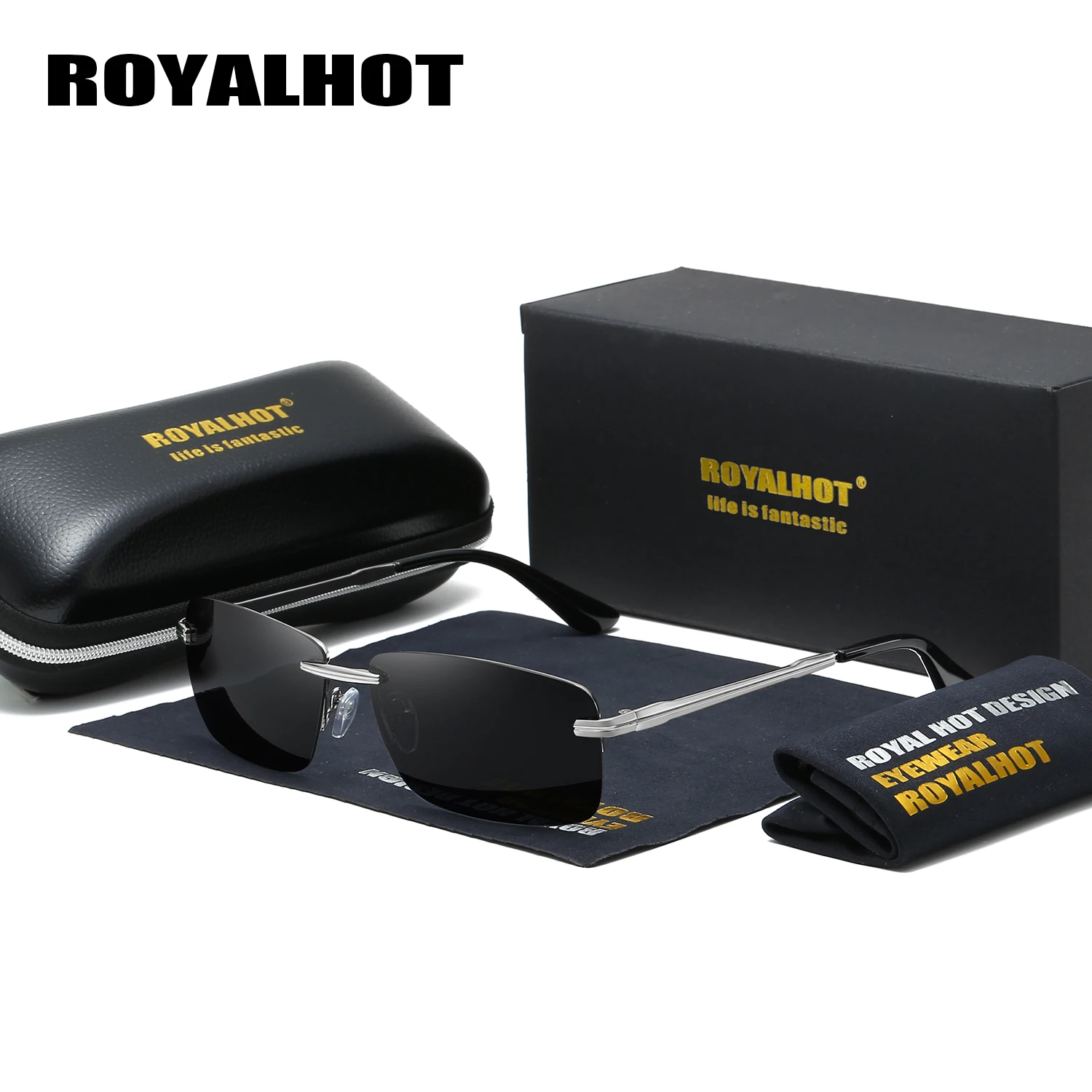 Мужские/женские солнцезащитные поляризационные очки RoyalHot в прямоугольной