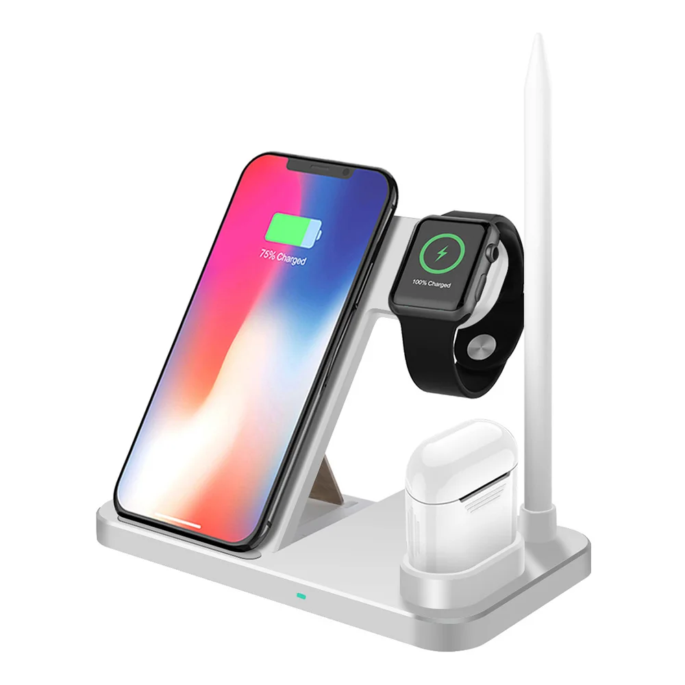 Type2 10W White 15 Вт Qi Быстрое беспроводное зарядное устройство для iPhone 11 Pro Xs Max XR X 8 4 в 1 для Apple Watch 5 4 3 2 Airpods Зарядка для samsung S10 S9 - Цвет: Type2 10W White