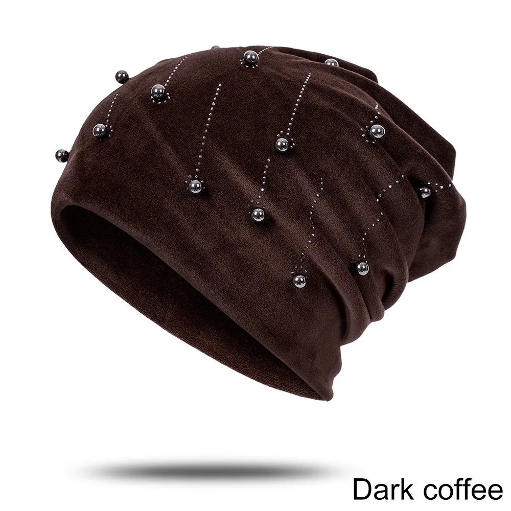 Fashion Winter Hats Warm Women's Hat Bonnet Casual Hat Plush Material Beanie Personality High Qulaity Soft Touch Skullies - Цвет: dark coffee