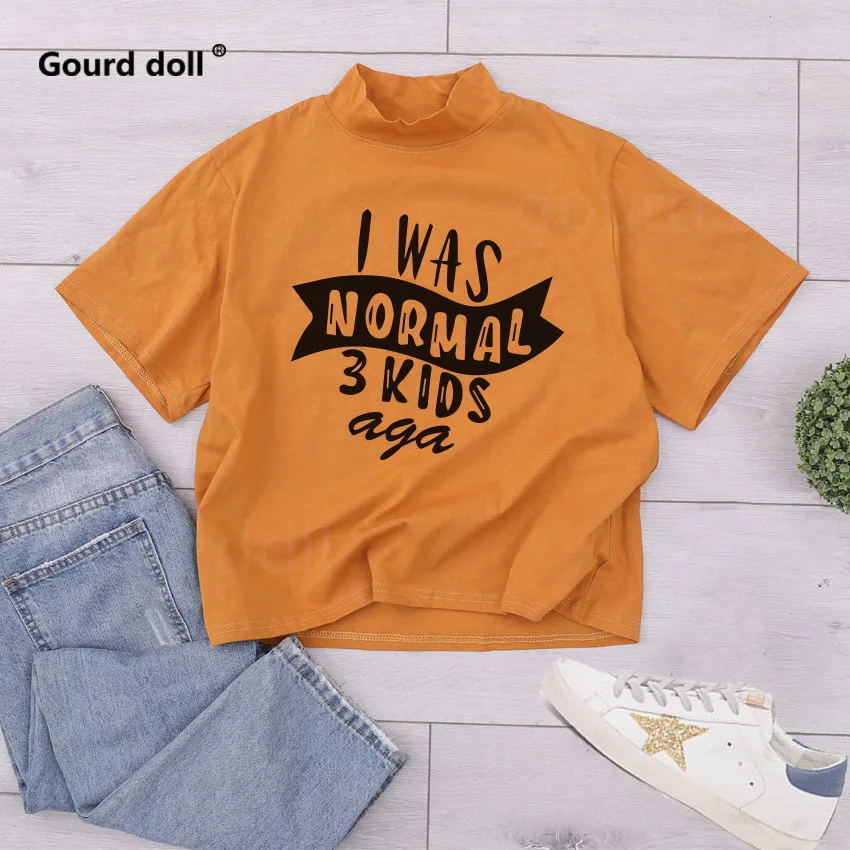 Женская футболка с высоким воротником модные топы графическим рисунком желтая