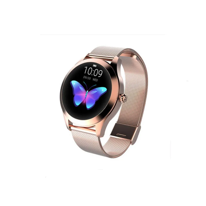 Steel rose gold IP68 Водонепроницаемые Смарт-часы для женщин Прекрасный браслет монитор сердечного ритма мониторинг сна Smartwatch подключение IOS Android KW10 band - Цвет: Steel rose gold